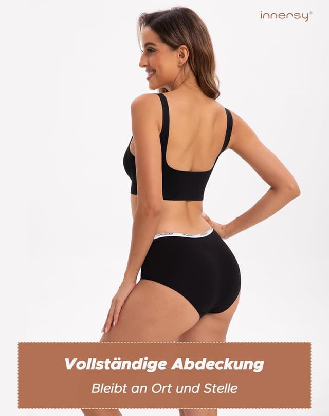 Detalle de INNERSY Damen-Unterhosen aus Baumwolle (Hipster, Mehrpack) – 6er-Pack
