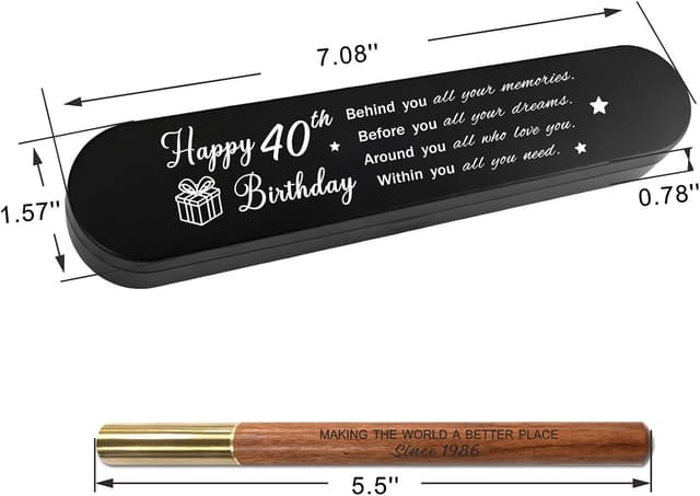 Thumbnail 6 de iyaone Meaningful 40th Birthday Gift for 1986 – Engraved Wooden Gel Pen Keepsake Set