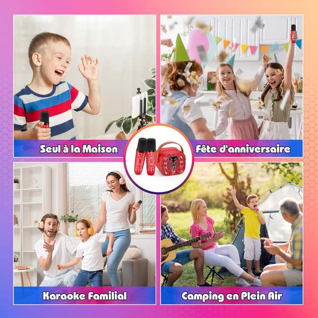 Detalle de Braxel Micro Karaoké enfant avec 2 micros sans fil Bluetooth (3 à 12 ans)