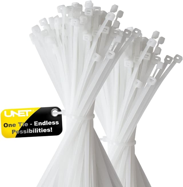 Thumbnail 6 de UNET Nylon Kabelbinder weiß (3,6 x 300 mm) – 100 Stück, selbstverriegelnd, bis 18 kg, UV- und wetterbeständig