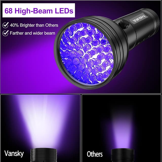 Detalle de Vansky Air Conditioner Leak Detector Kit with 68 LED UV Light and UV Filter Glasses for Automotive A/C