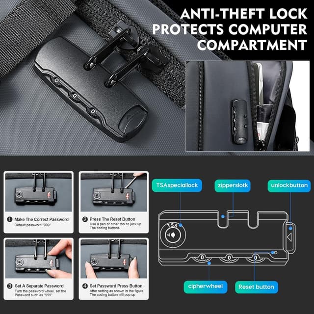 Thumbnail 6 de BG FUTURE AESTHETICS Travel Backpack for Men & Women with TSA-Approved Lock, Waterproof 32L Laptop Daypack