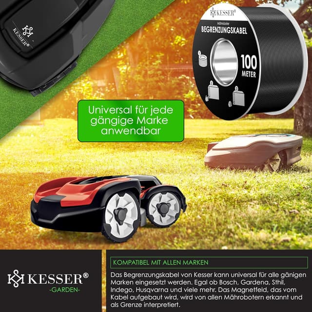 Detalle de KESSER® Begrenzungskabel 100 m inkl. 12 Kabelverbinder – Universal für Mähroboter & Rasenmäher