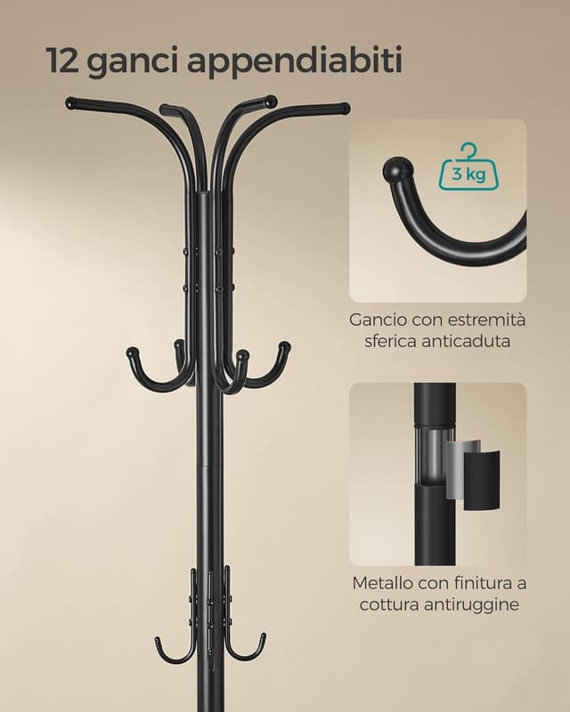 Thumbnail 4 de SONGMICS Appendiabiti 175 cm con 12 ganci