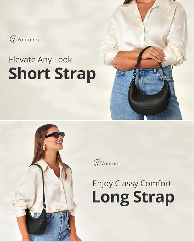 Detalle de Vantamo Crescent Bags for Women Half-Moon Clutch Purse with RFID Protection