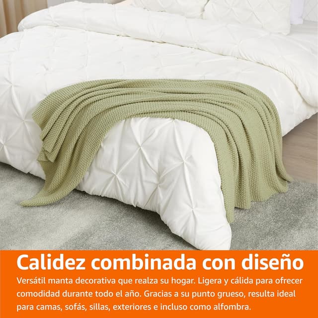 Thumbnail 6 de Amazon Basics Manta Arrullo Tejida Verde Salvia 127x152 cm