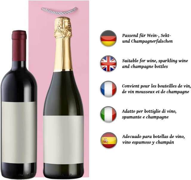 Detalle 2 de DonDon pochettes cadeaux 10 sacs pour bouteilles 36x12x10