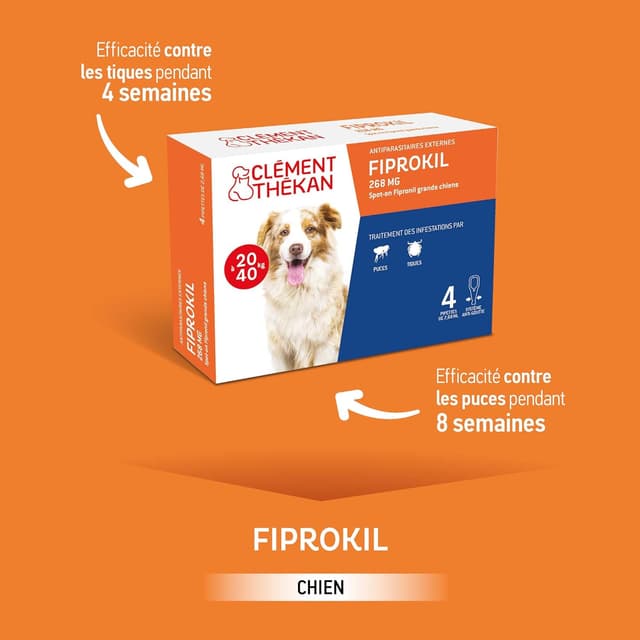 Detalle 1 de Anti puces tiques 20 à 40 kg, 4 pipettes