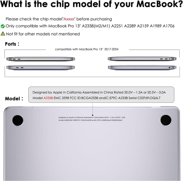 Detalle 2 de eleger bruchsichere Hülle für MacBook Pro 13 Zoll (M1/M2) – mattschwarzes TPU & Hart-PC Case