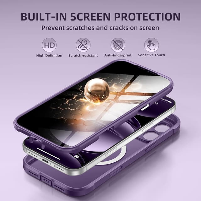 Detalle de BERFY iPhone 17 Pro Max Case with MagSafe, Built-in Privacy Screen Protector (6.9")