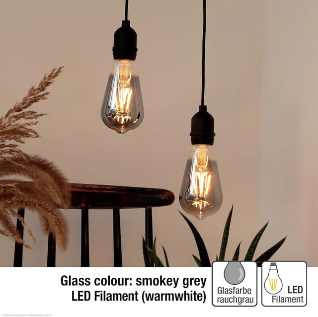 Detalle de hellum Lot de 2 lampes suspendues extérieures à batterie ST64 grise avec télécommande