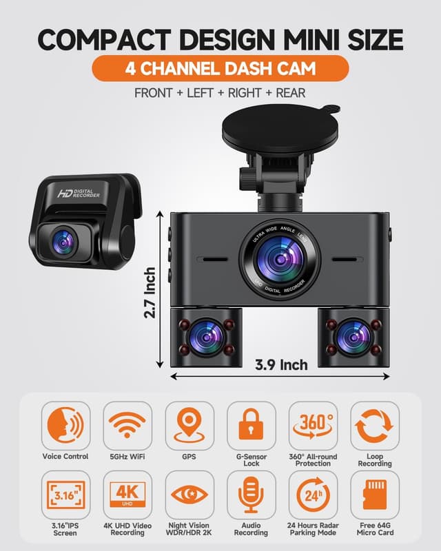 Detalle 2 de HUPEJOS V7PLUS Dash Cam 360