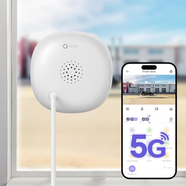 Detalle de FAMVIVA 2K Window Security Camera with Dual-Band WiFi, AI Human Detection & Anti-Glare