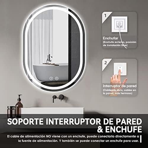 Thumbnail 1 de Dripex Espejo de Baño LED Antivaho Dimmable y Memoria 🪞