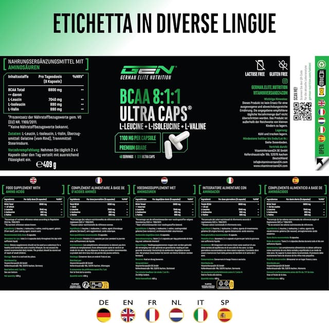 Detalle 2 de German Elite BCAA Ultra Caps 320 capsule