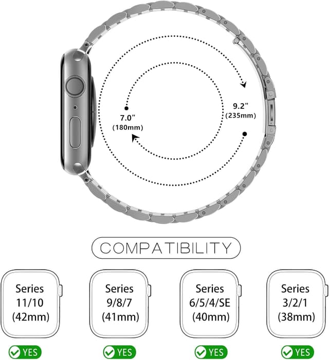 Detalle 2 de Tasikar solid stainless steel link band for Apple Watch (42mm/41mm/40mm/38mm) in Silver-Gold