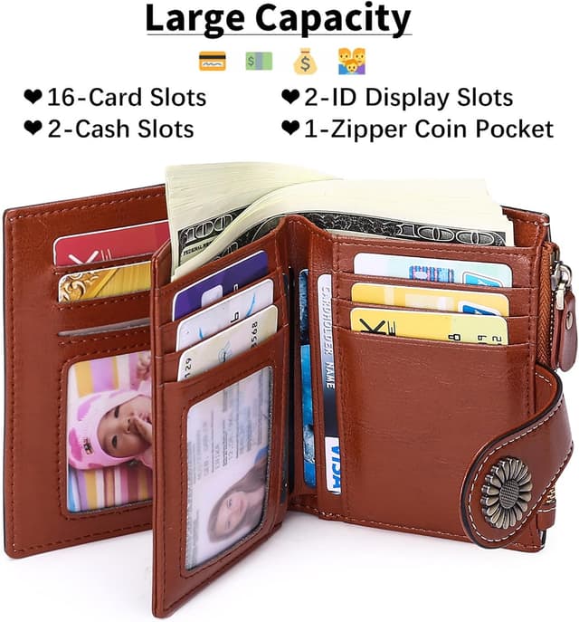 Thumbnail 3 de SENDEFN Damen-Geldbörse aus Leder mit RFID-Schutz und 16 Kartenfächern