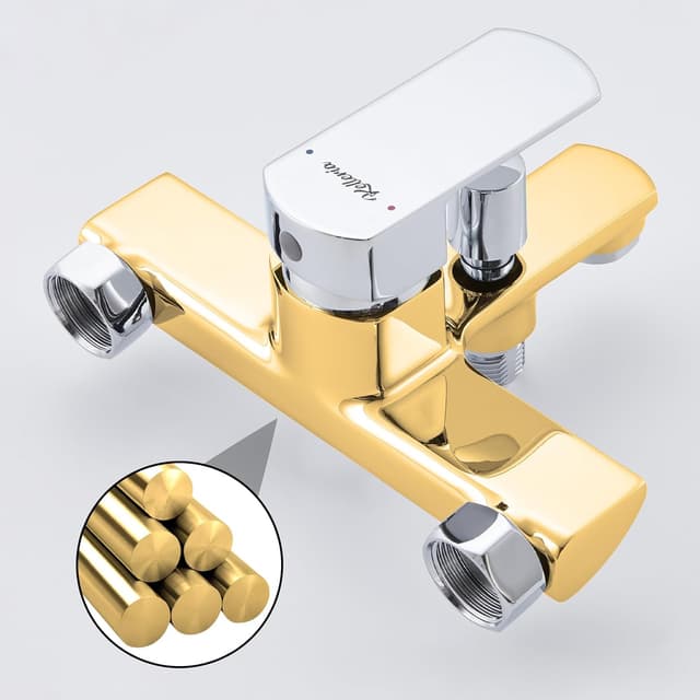 Detalle de Kelleria miscelatore monocomando per vasca da bagno da parete in ottone cromato