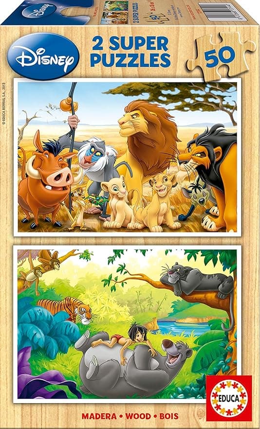 Detalle de Educa - Set de 2 Puzzles de Madera 50 Piezas Animales Disney 🧩