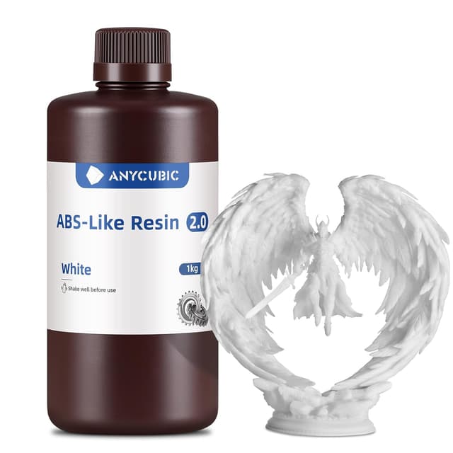 Detalle de ANYCUBIC ABS-Like Resin 2.0 (1 kg, bianco) – resina fotopolimerica rapida a bassa emissione di odore per stampanti 3D LCD