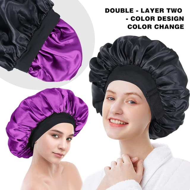 Detalle de XRACEPHOL Silk Bonnet for Sleeping (Double Layer Satin, Adjustable) for Black Women