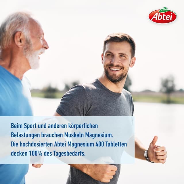 Detalle de Abtei Magnesium 400 – hochdosiertes Magnesium für aktive Muskeln (30 Tabletten)