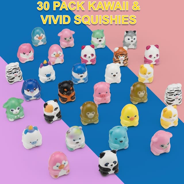 Detalle de 30 Packs Curibble Slow Rising Animals Squishy Toys with Capsules — Party Favors, Classroom Prizes, Stress Relief
