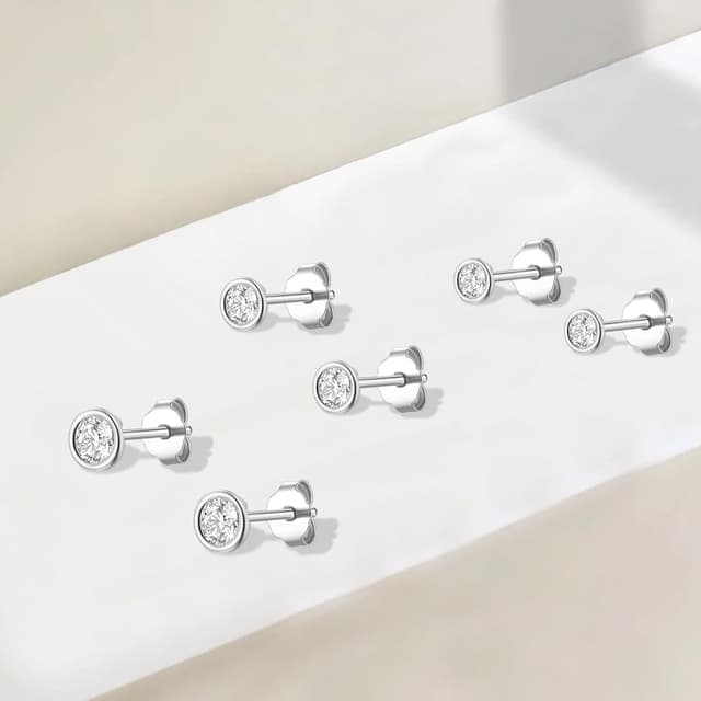 Detalle 2 de Ecripe 925 Sterling Silber Ohrstecker 3 Paar