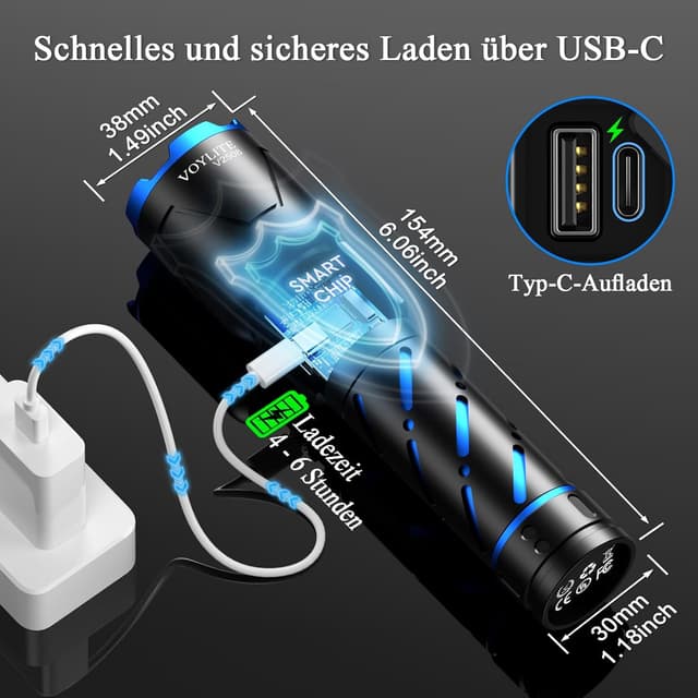 Thumbnail 4 de Voylite Taschenlampe LED Ladbar 500000 Lumen