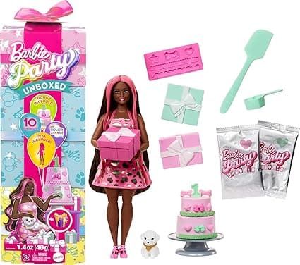 Detalle de Barbie Party Unboxed Serie Cumpleaños de Mascotas 🎉