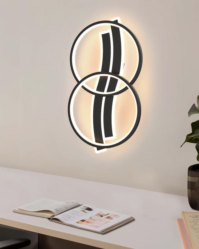 Thumbnail 6 de MOUNM Lampadario plafoniera LED camera da letto nero con telecomando, dimmerabile 3000K-6000K (30W) e forma a nota musicale