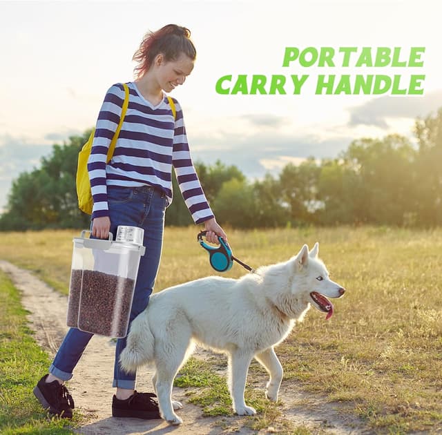 Detalle de TBMax 2-Pack 5L Dog Food Storage Containers with Airtight Lid and Measuring Cups