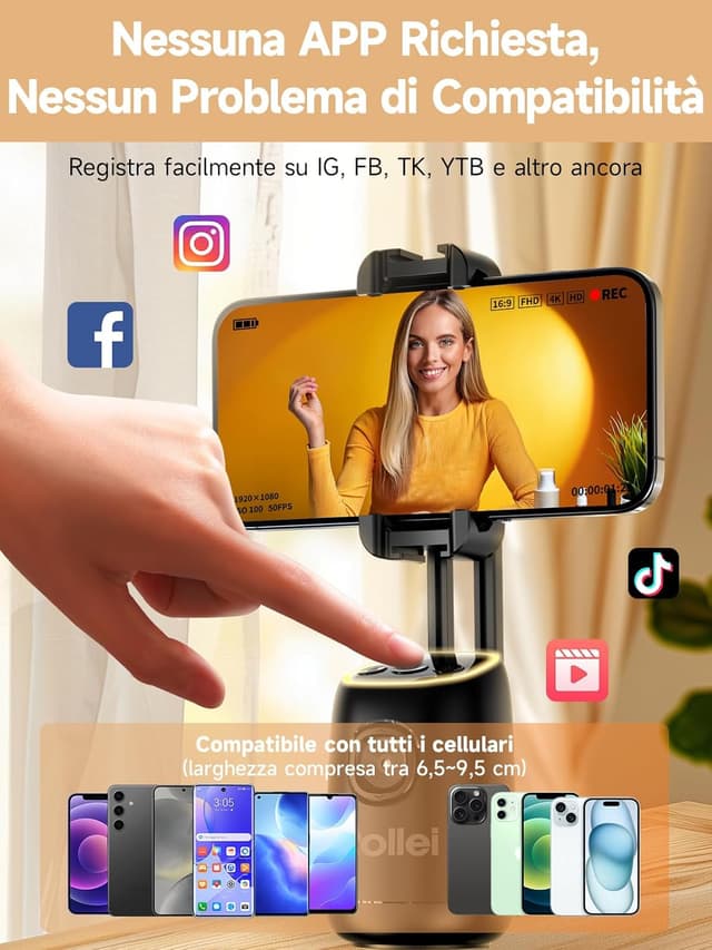 Detalle 2 de Rollei Easy Creator Desktop tracciamento automatico 360° per smartphone 🎥