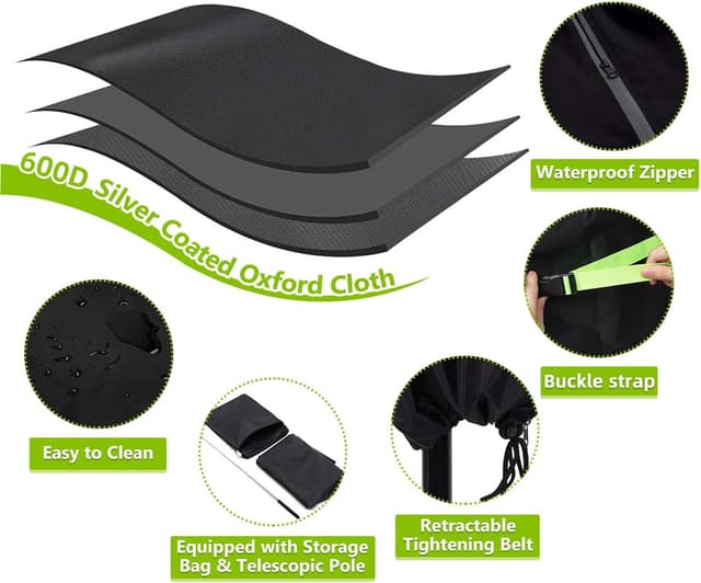 Detalle de GEMITTO copertura protettiva per ombrellone impermeabile con cerniera, diametro 2-4 m