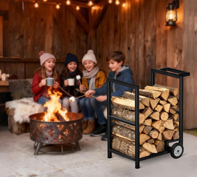 Thumbnail 5 de HFHOME Log Store Indoors 2‑Tier 78 x 46 cm