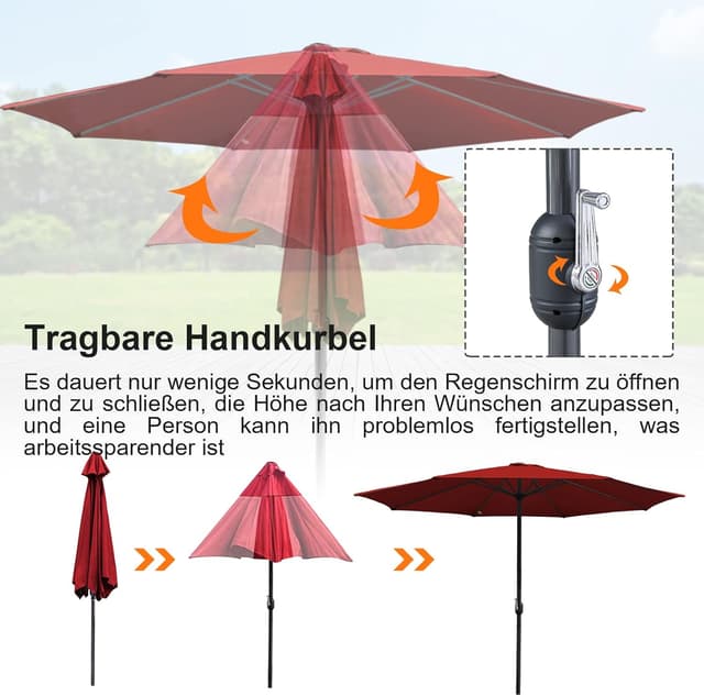 Detalle de Parasol Ollewiellan 350/270 cm avec manivelle, UV 50+ et toile imperméable