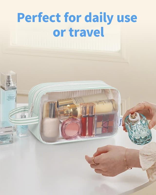Thumbnail 6 de Narwey Clear Travel Toiletries Bag Mint Stripe