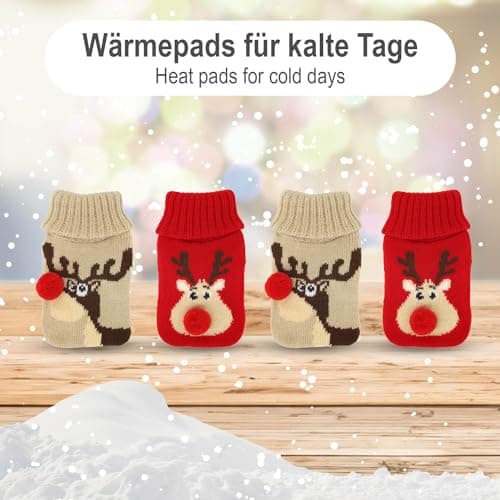 Thumbnail 1 de com-four® 4x chauffe-poches rouge beigé orignal ⚙