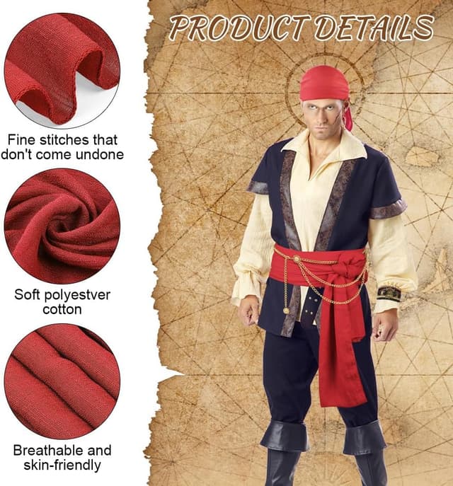 Thumbnail 2 de Alaoo Accesorios Disfraz Capitán Pirata 7 piezas