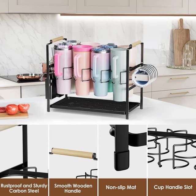 Thumbnail 5 de Housolution 8-Slot Tumbler Drying Rack for 40 oz Bottles