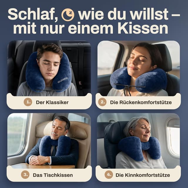 Thumbnail 6 de HELDENWERK® Air Nackenkissen Flugzeug – aufblasbares Reisekissen für bis zu 5 Schlafpositionen