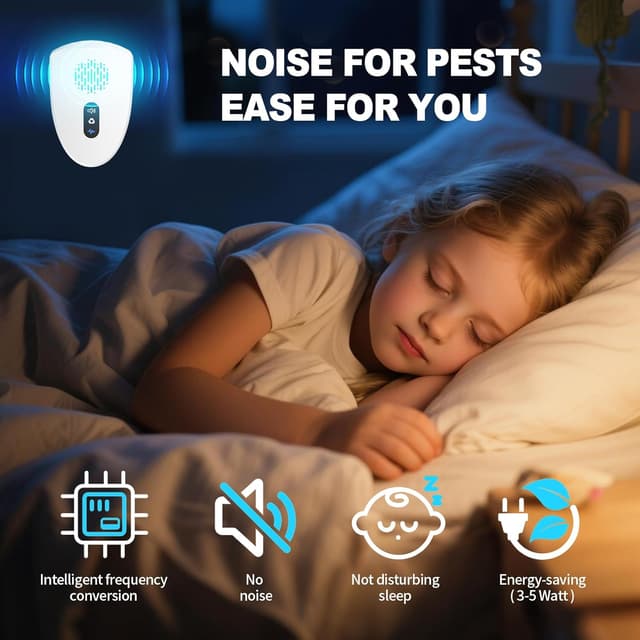 Detalle de Ultrasonic Plug-In Pest Repeller (Updated 2026) — 3 Switch Modes, 6-Pack Indoor Mouse & Insect Deterrent