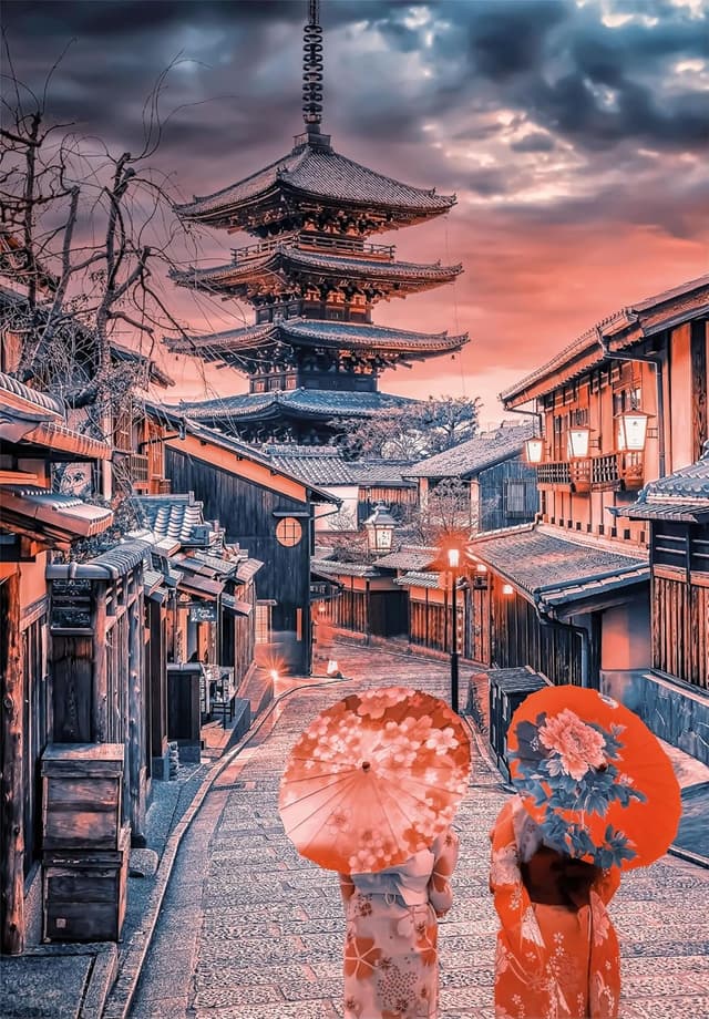 Detalle de Clementoni 500 pièces – Evening in Kyoto : puzzle adultes 500 pièces