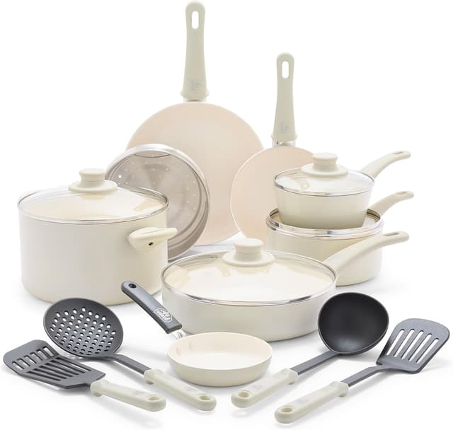 Detalle de GreenLife 16 Piece Cookware Set PFAS-Free
