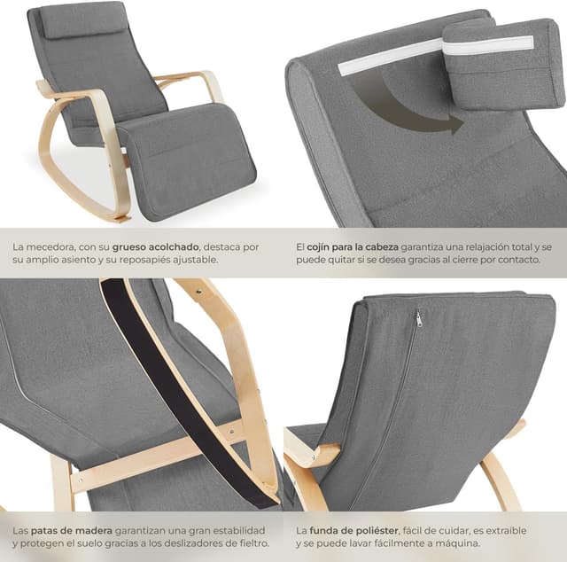 Thumbnail 6 de tectake® Silla Mecedora Ergonómica 5 posiciones