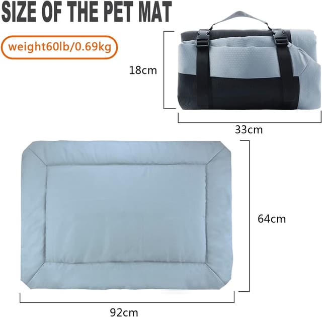 Detalle de Hisprout Portable Cat and Dog Bed – Waterproof, Foldable Pet Mat (Grey), 36 x 26 inch