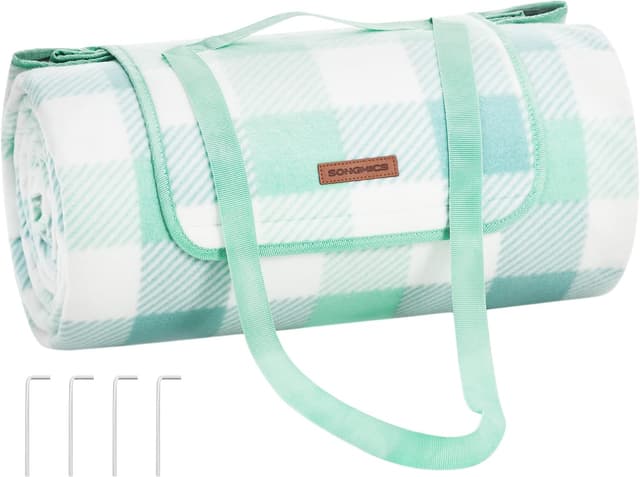 Detalle de SONGMICS Coperta Picnic 200 x 200 cm pieghevole con 4 picchetti antivento e fondo impermeabile GCM011W02