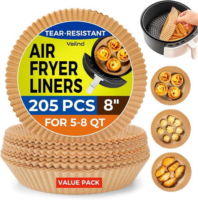 Detalle de Air Fryer Liners for Ninja (205 PCS) — 8-Inch Round Disposable Parchment Liners, Oil-Proof & Non-Stick