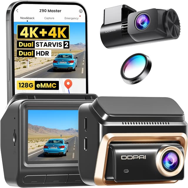 Detalle de DDPAI Z90 Master Dual-Dashcam 4K+4K mit GPS, WiFi & 24h Parküberwachung