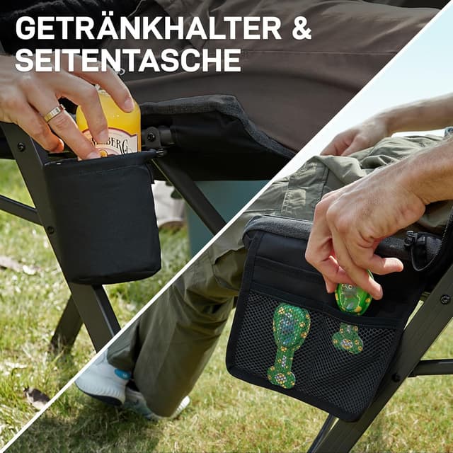 Thumbnail 6 de EVER ADVANCED Campingstuhl faltbar mit 4-fach verstellbarer Rückenlehne bis 150 kg